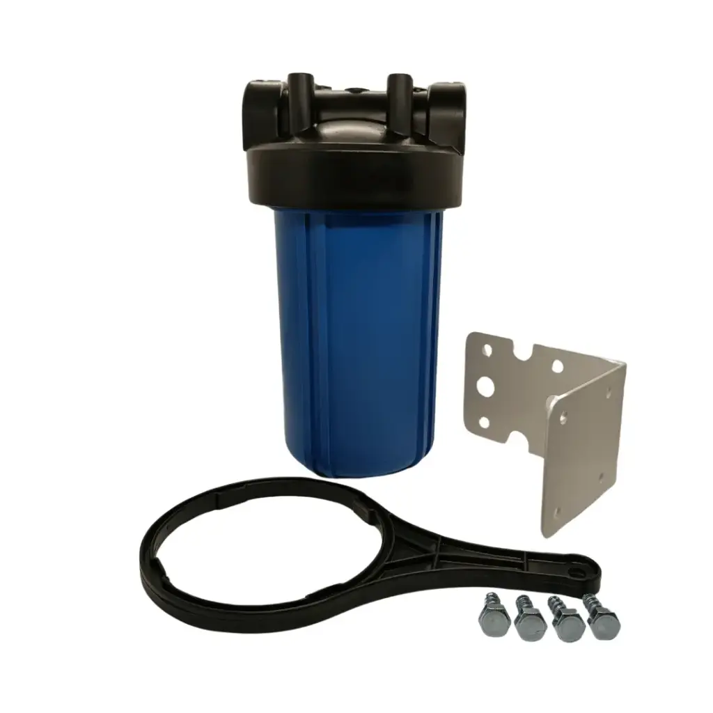PORTA FILTRO BIG BLUE 4.5X10 CONEXION 1" ROSCA METÁLICA CON SOPORTE